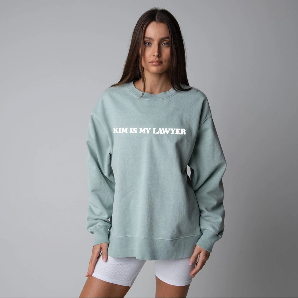 Talentless “Kim Is My Lawyer” Mint Green Crewneck Sweater